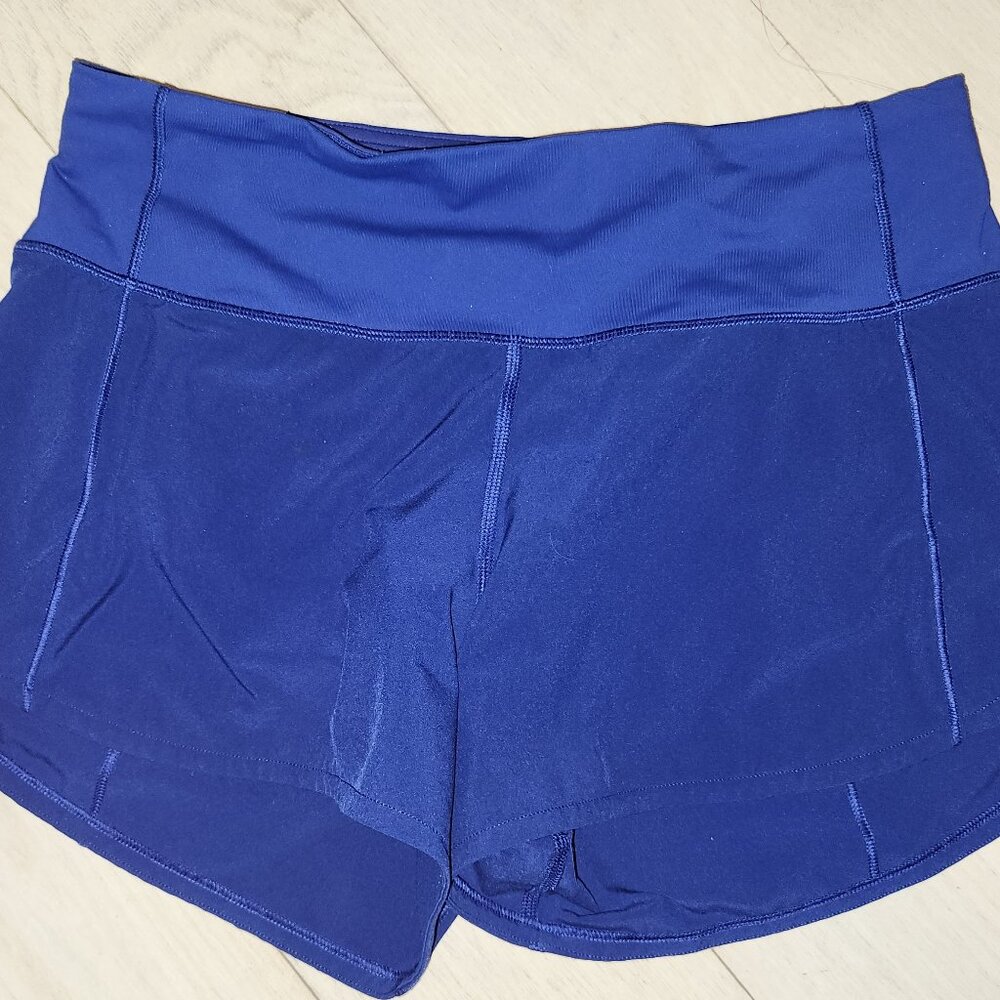 Lululemon low rise speed up shorts blue 4" size 4